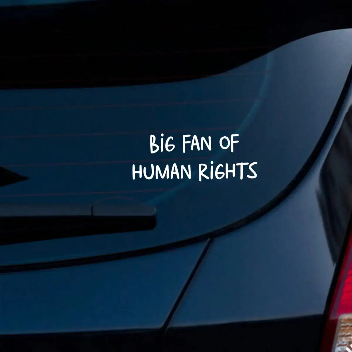 BIG FAN OF HUMAN RIGHTS Quote Car Sticker, Handwritten Style Vinyl Decal