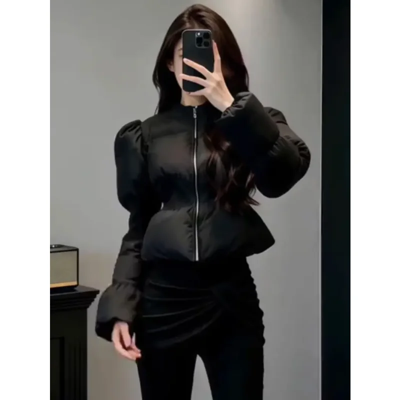 

Утепленное хлопковое пальто Ele Bla Thiened для женщин, с регулируемой талией, зима 2025, новинка, для повседневной носки, с длинными рукавами, на молнии