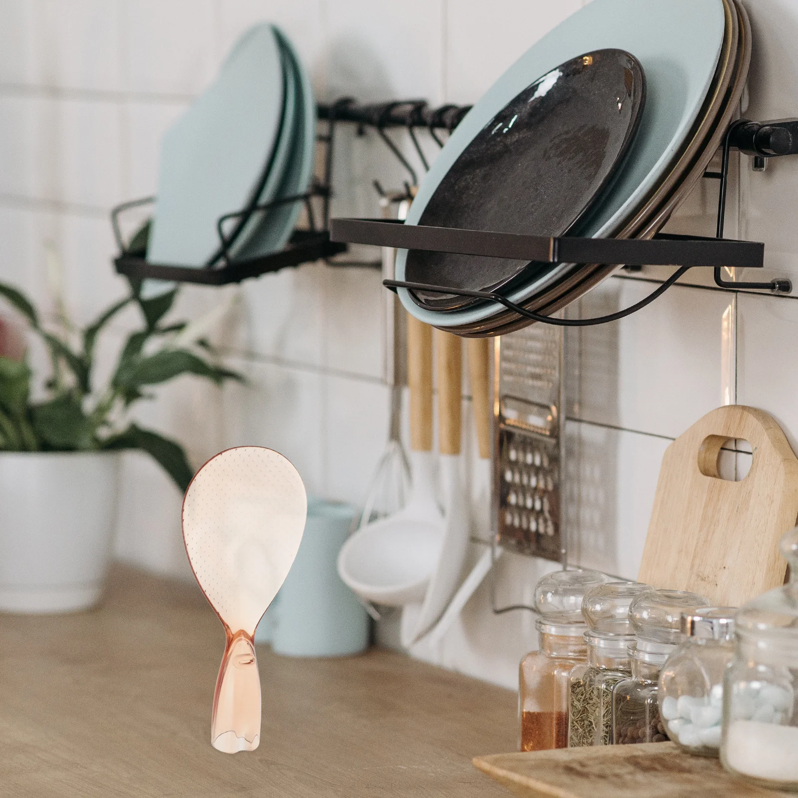 

Self-Standing Nonstick Rice Spoon Rice Cooker Paddle Heat Resistant Ergonomic Kitchen Serving Spoon Standing Ladle