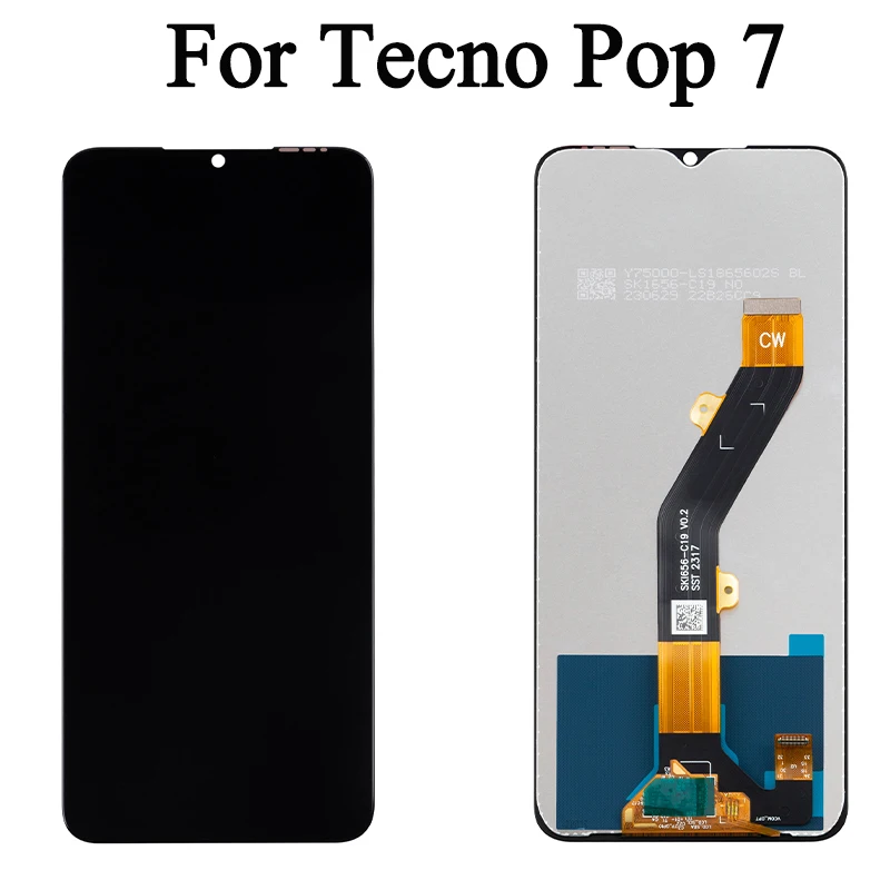 BF6 BF7 BF7h 100% اختبار قسط Lcd ل Tecno Pop 7 عرض محول الأرقام بشاشة تعمل بلمس لوحة الجمعية لشاشة Tecno Pop 7 Pro