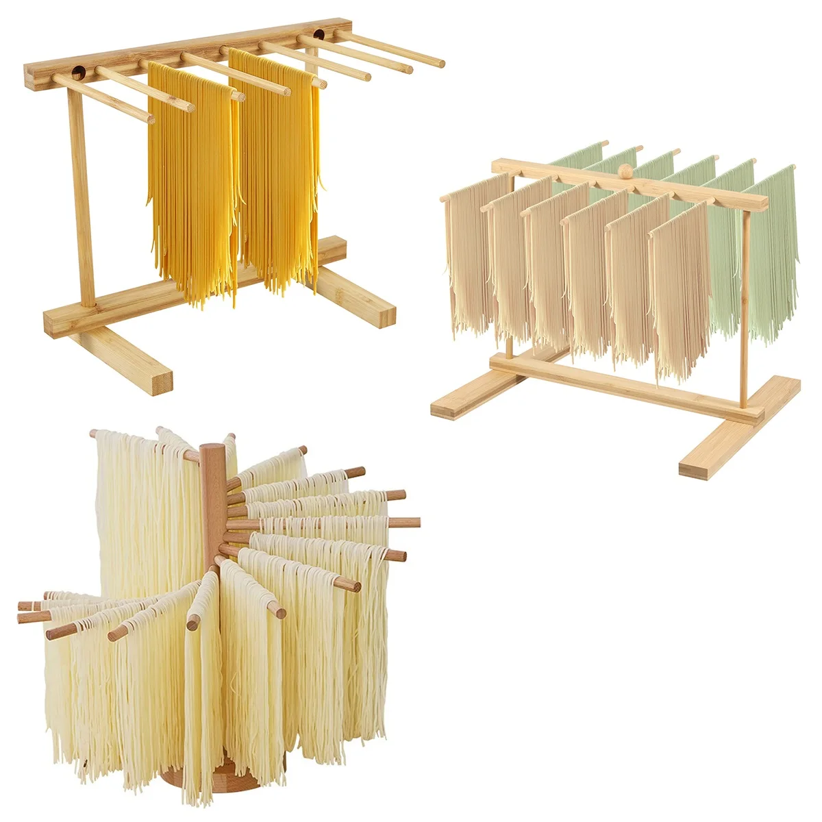 Estante de secado de fideos hecho a mano, soporte de secador colgante de Pasta desmontable para Navidad, herramienta de cocina de Pasta fresca, pulsera, soporte de almacenamiento de cuerda para el cabello