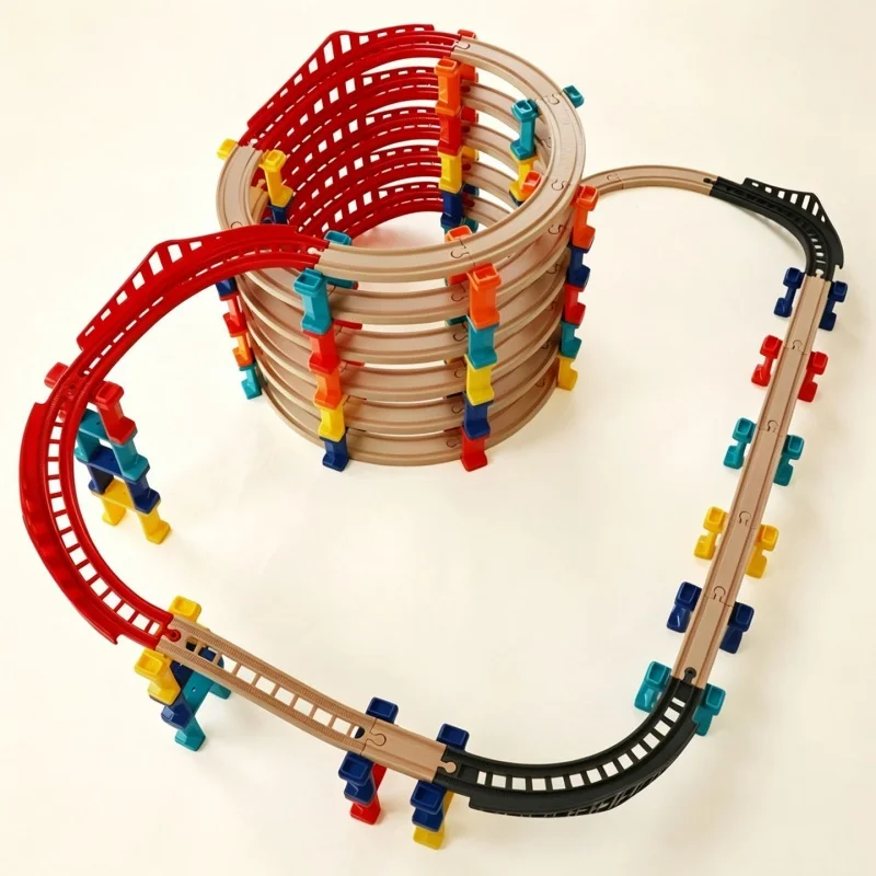 DIY Wooden Train Track set toys Colorful Track Train Connector Compatible with All Major Brands Wood Track Halloween gift