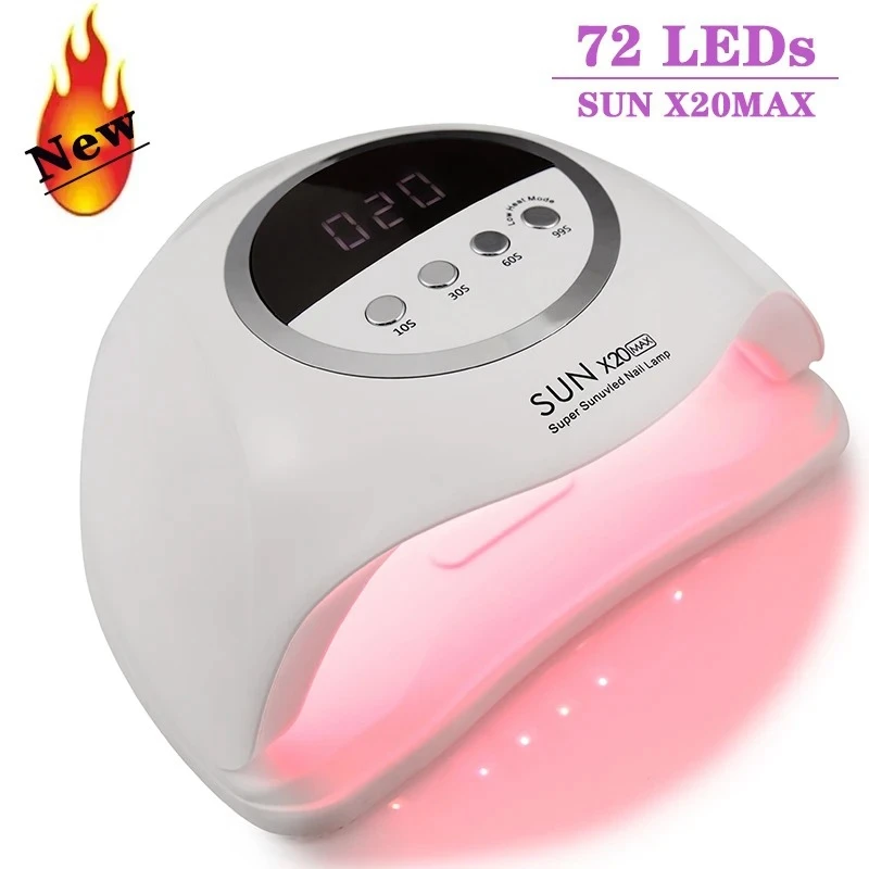 High Power Quick Drying Phototherapy Machine UV Nail Baking Lamp 320W SUN X20MAX 72 LEDs UV Nail Gel Polish Curing Manicure Lamp