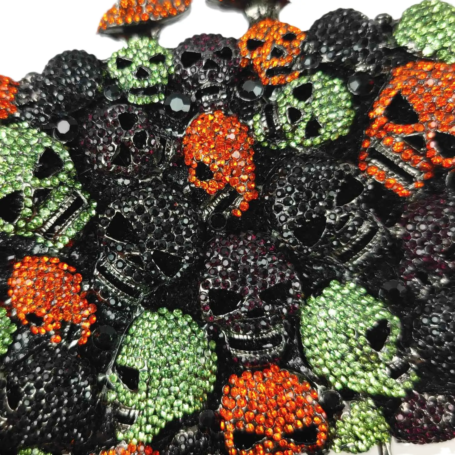 Boutique De FGG Halloween Orange \\ Black \\ Green Women Mini Skull Clutch borse da sera Party Cocktail Haloween Crystal borse Handbag