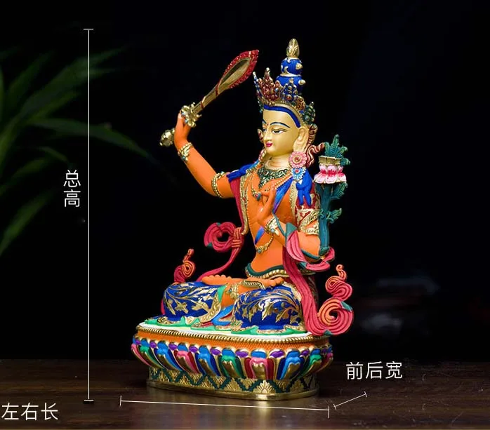 high grade color drew Buddha statue  family Safety Health luck efficacious Talisman Bodhisattva Manjusri Painted Buddha statue