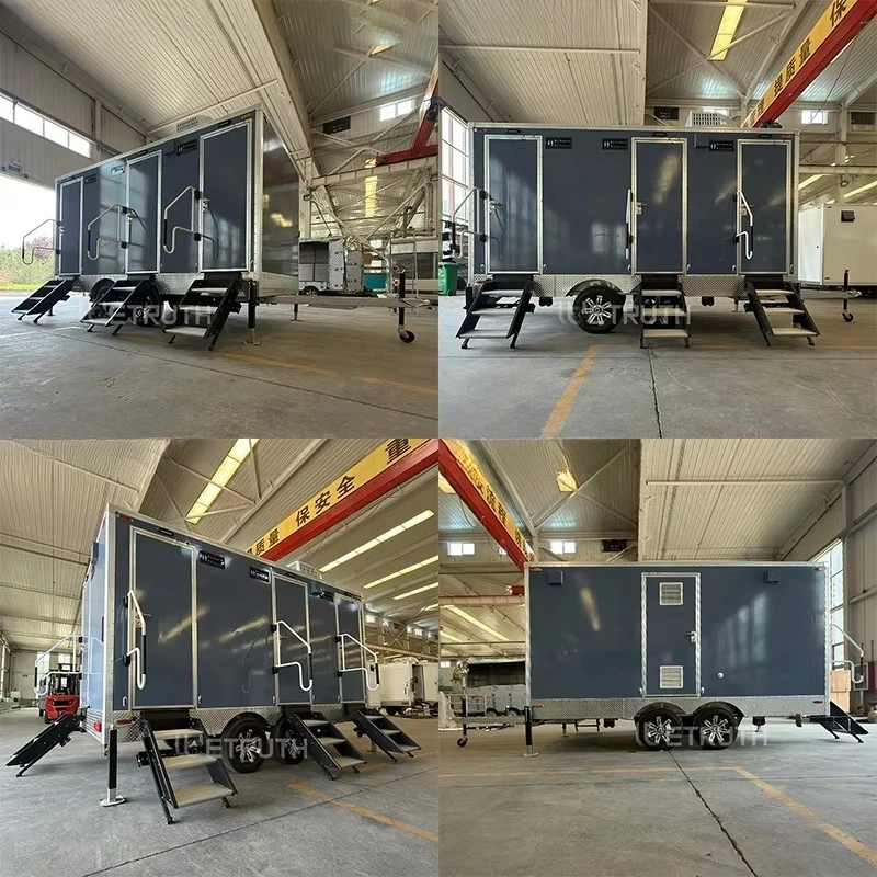 Portable Bathroom Cabin Restroom Trailer, Sitting or Squat Toilet Options for Hotels, Schools, Temporary Projects