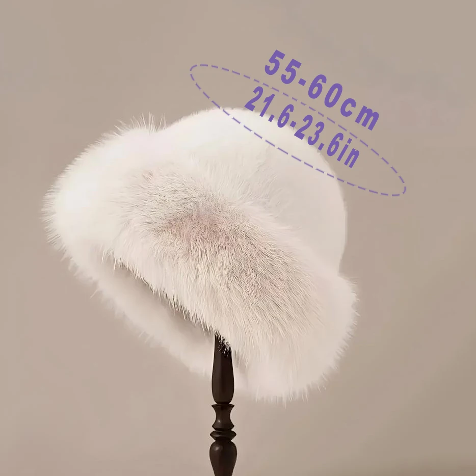 L●Mirror Women's Luxurious Warm Hat, Large Size With Thick Rabbit Fur Trim, Versatile Winter Accessory, Elegant Piece for Festiv 3