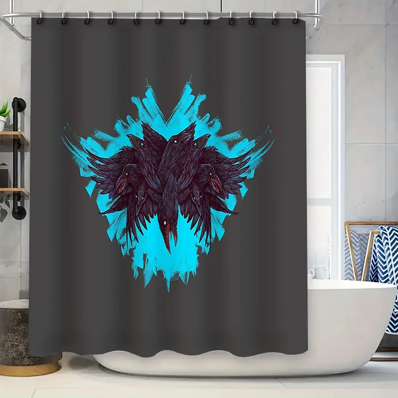 

Bathroom Shower Curtain Sets Coastal Ocean Wave Blue Abstract Modern Home Decor Waterproof Fabric Liner