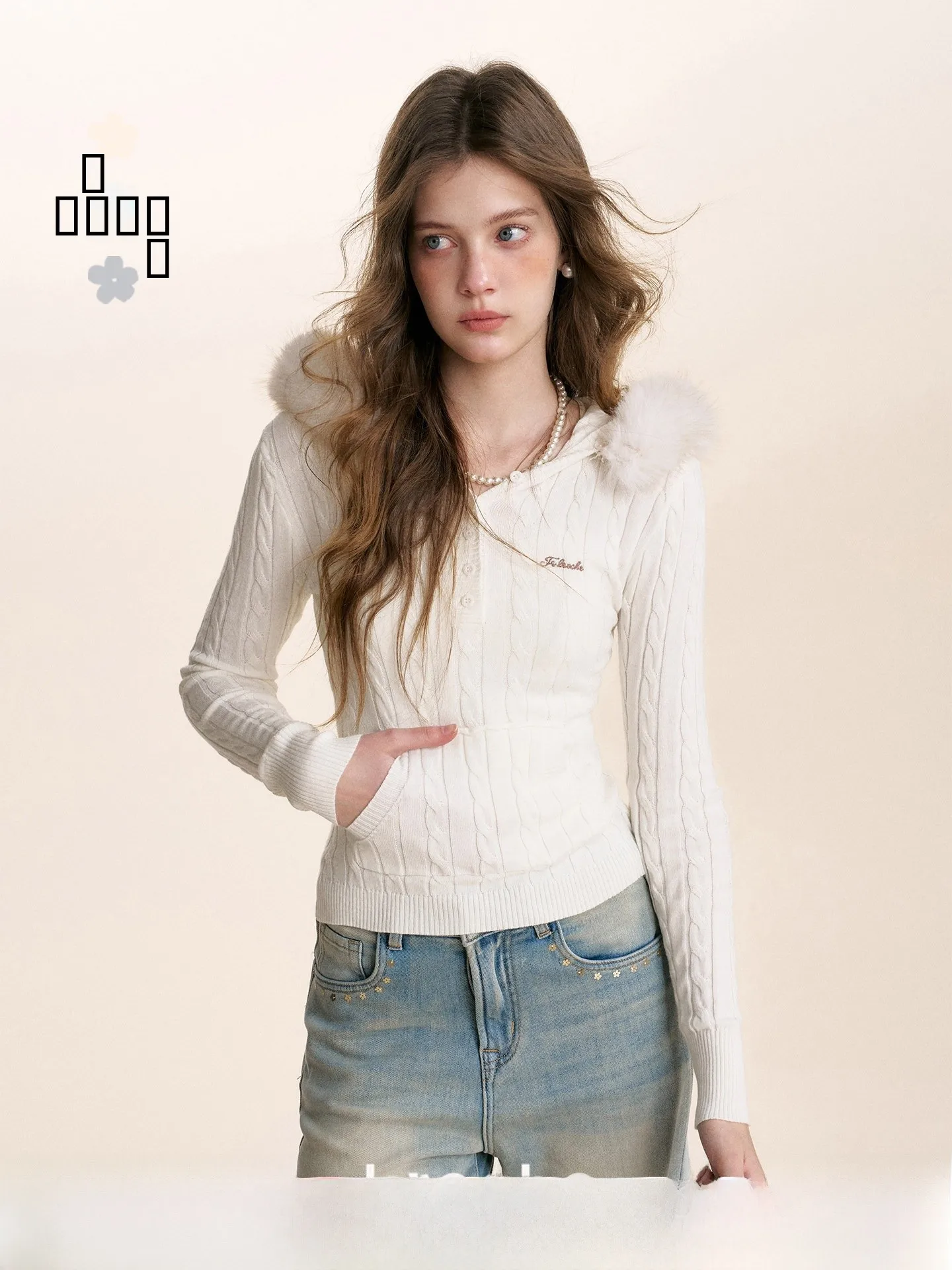 

Вязаный свитер Kroche с воротником из искусственного меха, длинными рукавами, узором «косы», теплый зимний базовый слой Ciwalk, подходит для женщин