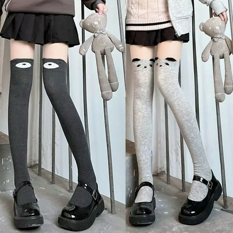 

2025 Cat Bear Printed Cartoon Stockings Women Y2k Girls Knee High Socks Thigh High Leggings Stockings JK Lolita Kawaii Thigh Sox