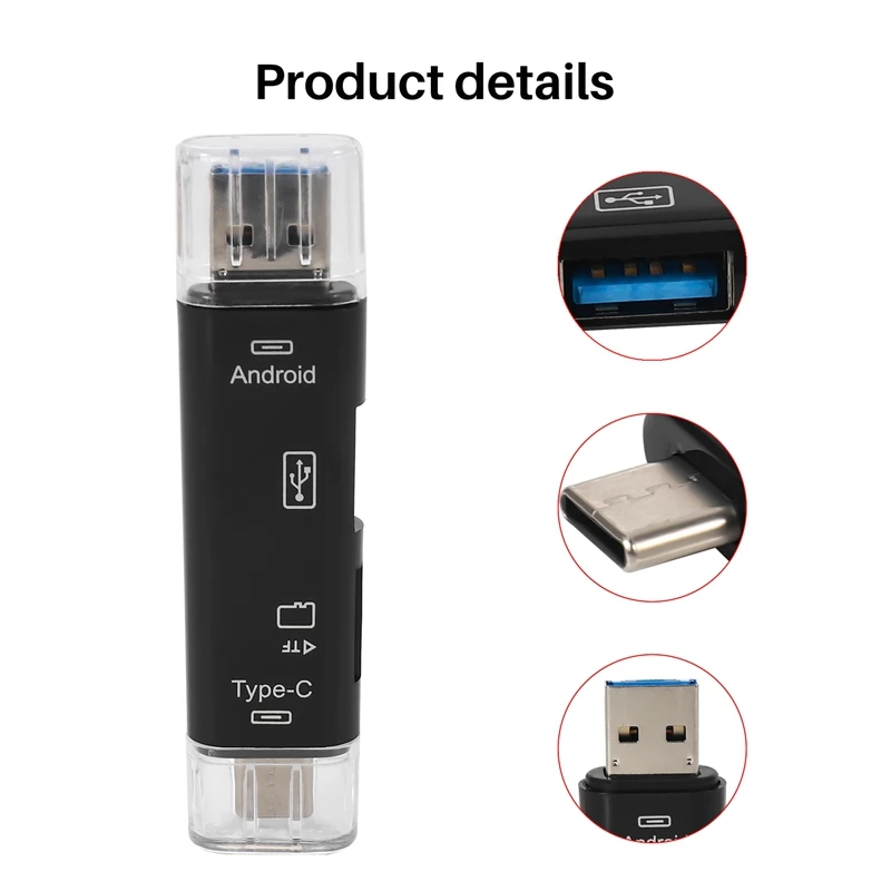 5-In-1 Multifunctional OTG Card Reader Micro-SD / SD Card / USB Reader Support TF Android Type-C Phone / Computer / Type-C Unive