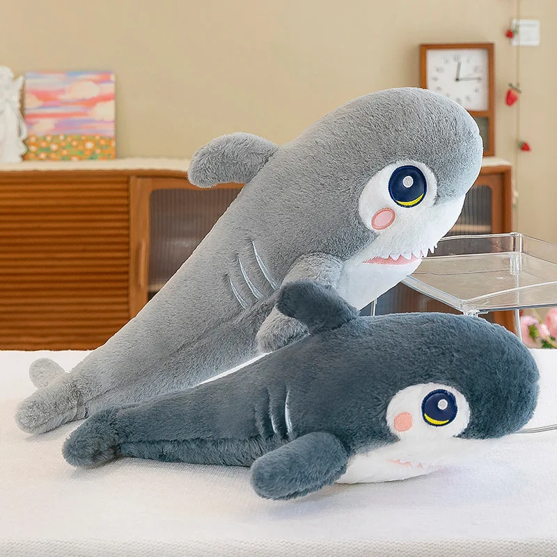 Brinquedo de pelúcia criativo adorável tubarão macio boneca dos desenhos animados tubarão novo brinquedo lance travesseiro presente aniversário w2044