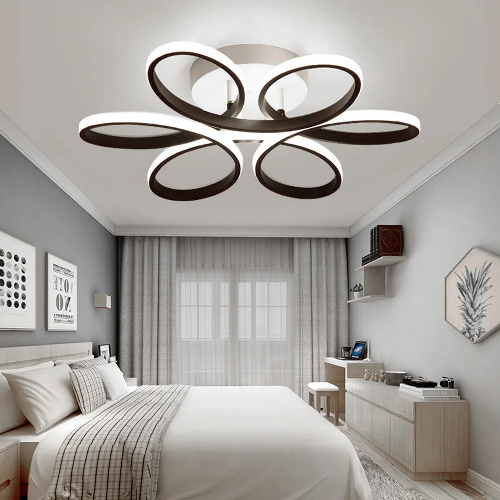 Household LED Chandelier Three Colors Modern Style Ceiling Lamp Super Bright Bedroom Chandelier Eye Care for Bedroom Living Room