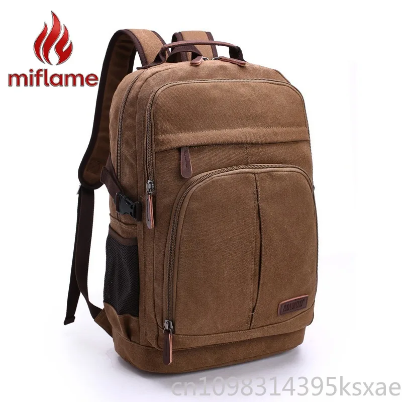 Large Capacity Canvas Backpack Student Laptop for Travel Hiking Casual School Bag