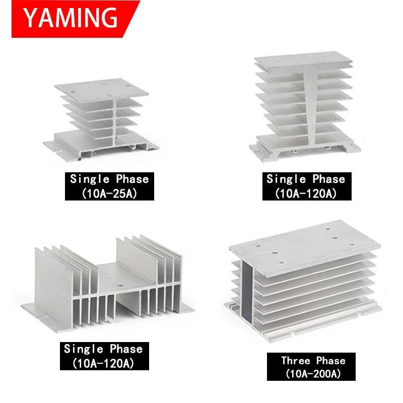 Solid State Relay Radiator Heat Sink Base SSR 10-200A Single/Three Phase Aluminum Accessory