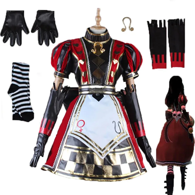 

Алиса: Безумие возвращается, костюм для косплея, обновленная версия, королевская/игровая форма, платье, парик, наряд для вечеринки, одежда для ролевых игр;6,