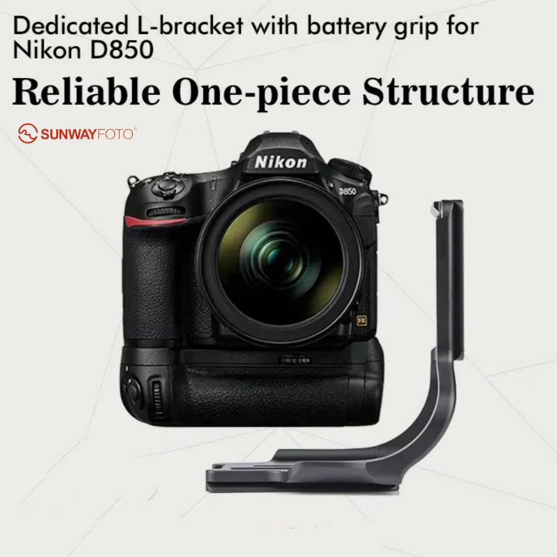 

SUNWAYFOTO Dedicated L-bracket with Battery Grip Tripod Head Specific Aluminum Quick Release Plate for Nikon D850-PNL-D850G