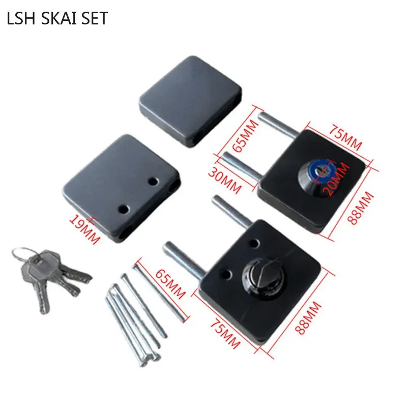 1 Set Double Open Sliding Door Lock Stainless Steel Glass Door Lock with Keys Lockset Office Glass Gate Security Hardware