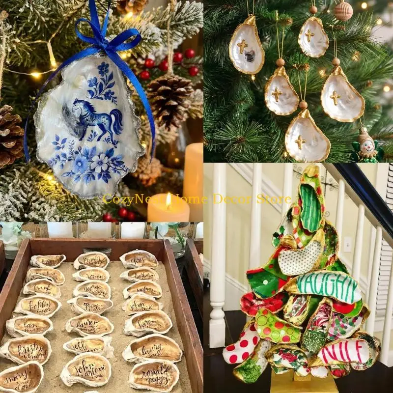 92MF Oysters Shell for Crafts Natural Oysters Shell for DIY Crafting Christmas Ornament Beach Decors Concave Oysters Shell