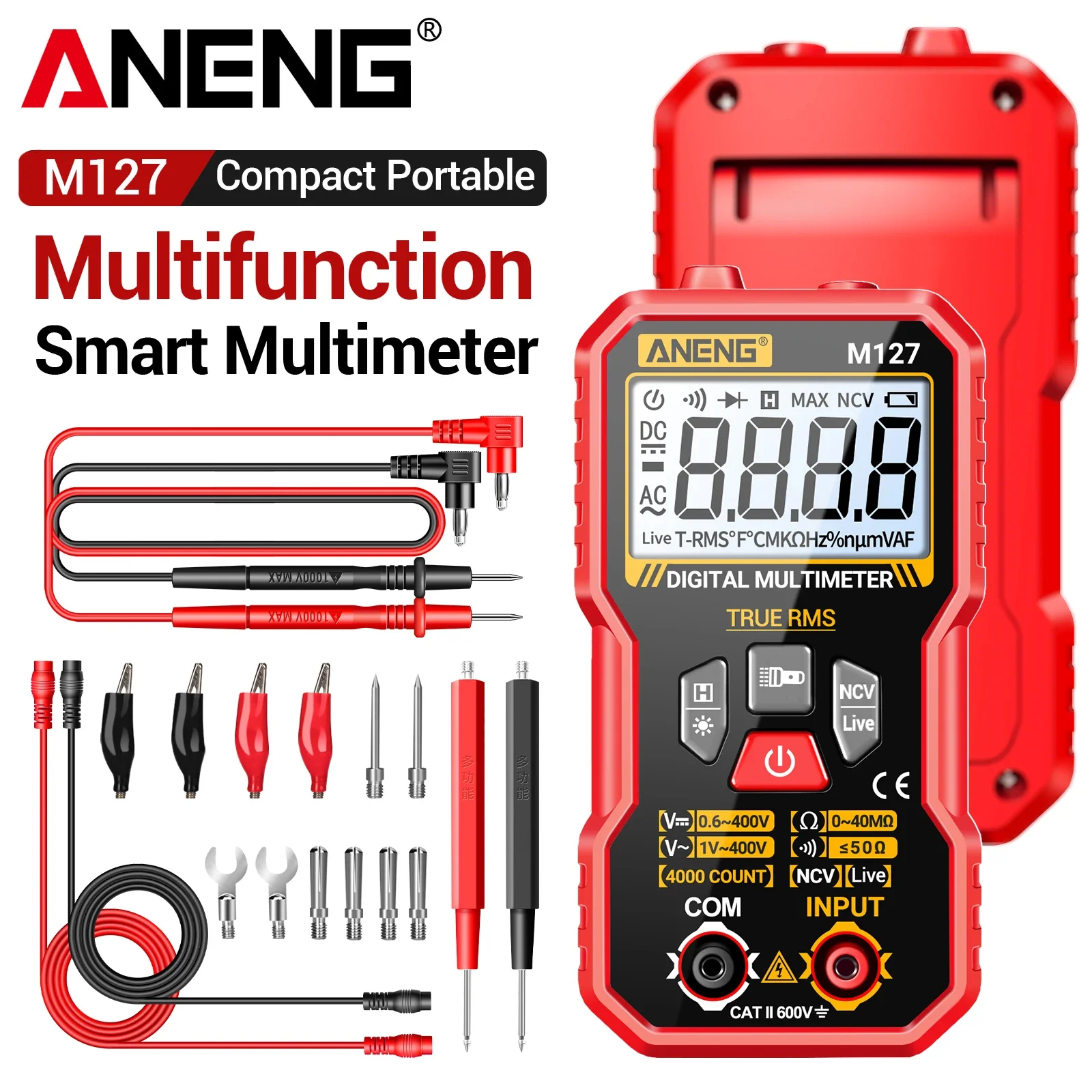 

ANENG M127 highprecision digital multimeter for measure AC/DC 400V voltage resistance with flashlight backlight electrical meter