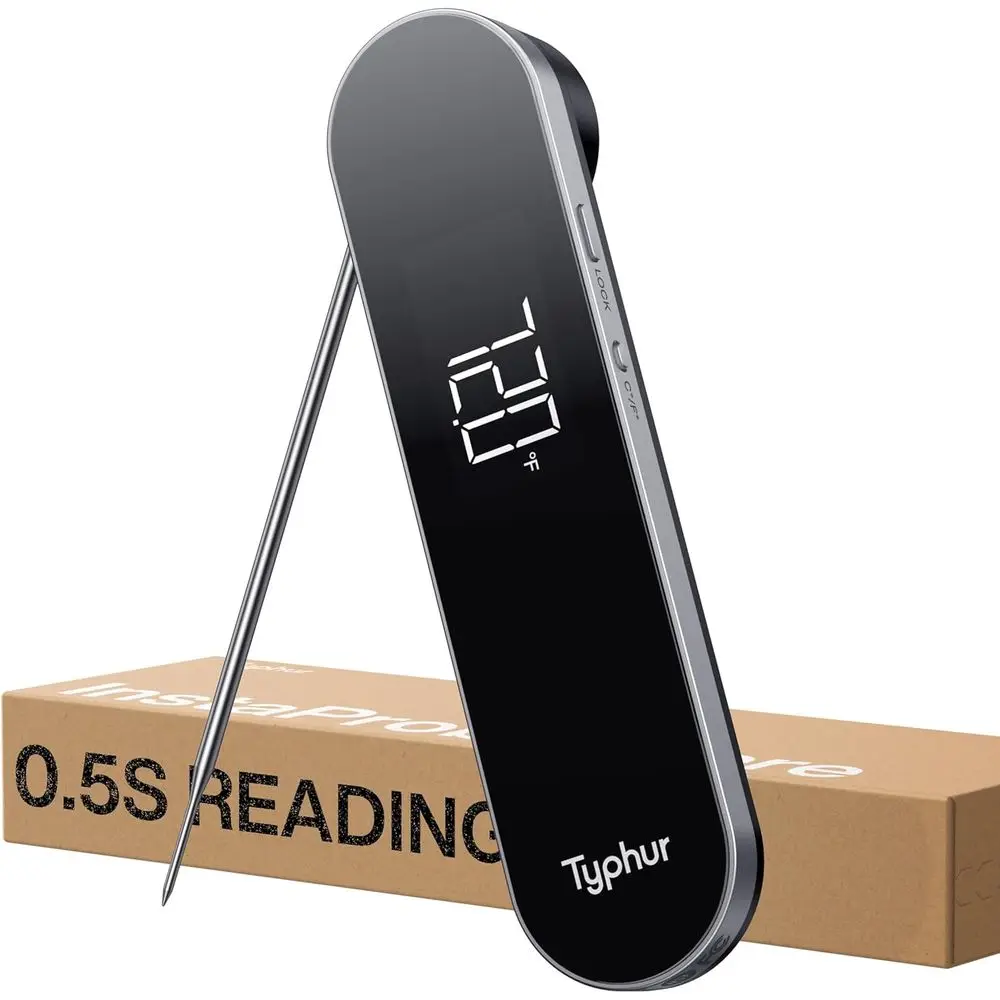Digital Meat Thermometer with 0.5 Sec Read Time, Sunlight Readable Display, IP67 Waterproof for Grilling, BBQ, Cooking, and Smok
