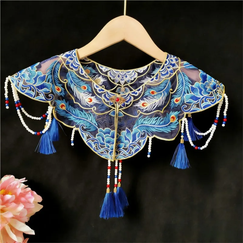 

Vintage Qipao Women Clothing Streetwear Ethnic Style Embroidery Wraps Horse-face Hanfu Poncho Capes Cloak Shawls Fashion Clothes