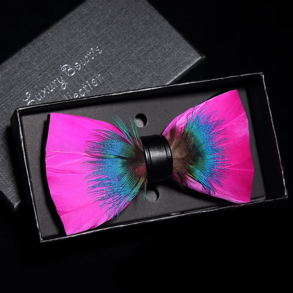 JEMYGINS Neue Design männer Hochzeit Fliege Mode Handgemachte Feder BowTie Geschenk für Geburtstag Party Männer Fliege Anzug Zubehör – Detail 3