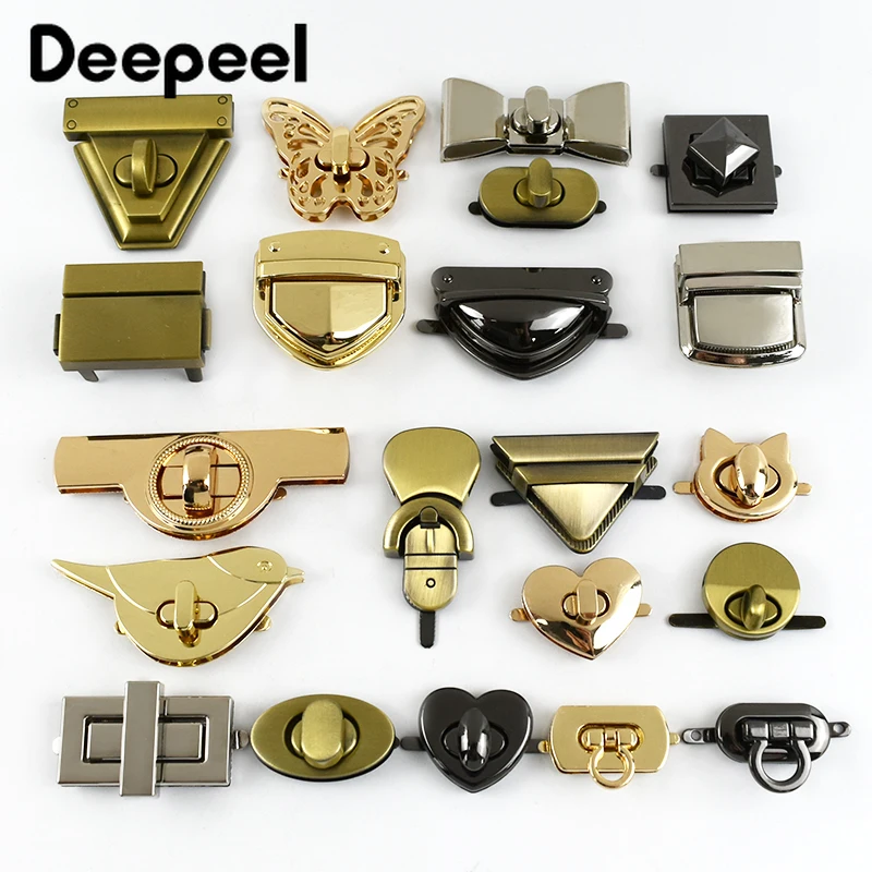

2PcsDeepeel Metal Bag Lock Buckles Turn Twist Locks for Women's Handbag Shoulder Bag Closure Latch Clasp DIY Hardware Accessory