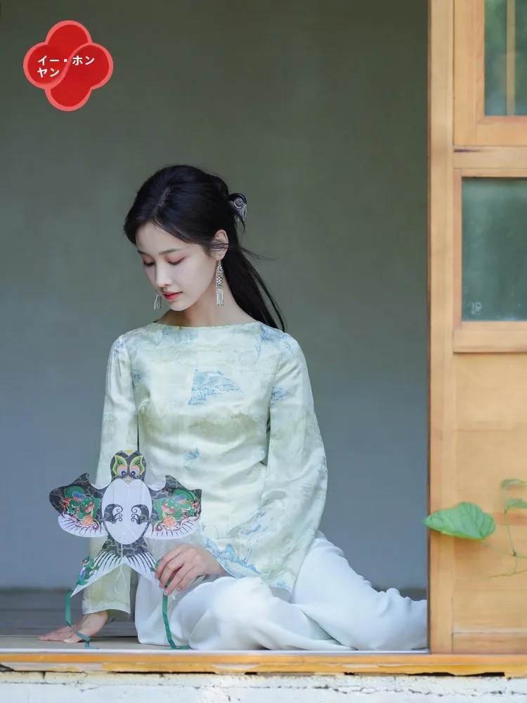 

Ele Red Face Thousand River Water 2025 Summer New Heavyweight Acetate Silk Texture Chinese Sle Lightweight National Tre...