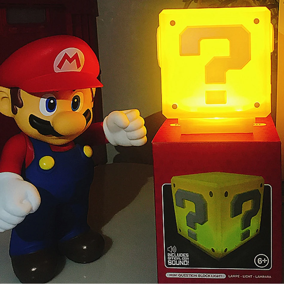 USB Charging LED Question Mark Night Light Super Mario Bros Games Children Night Light Bedroom Table Lamp Kids Birthday Gifts