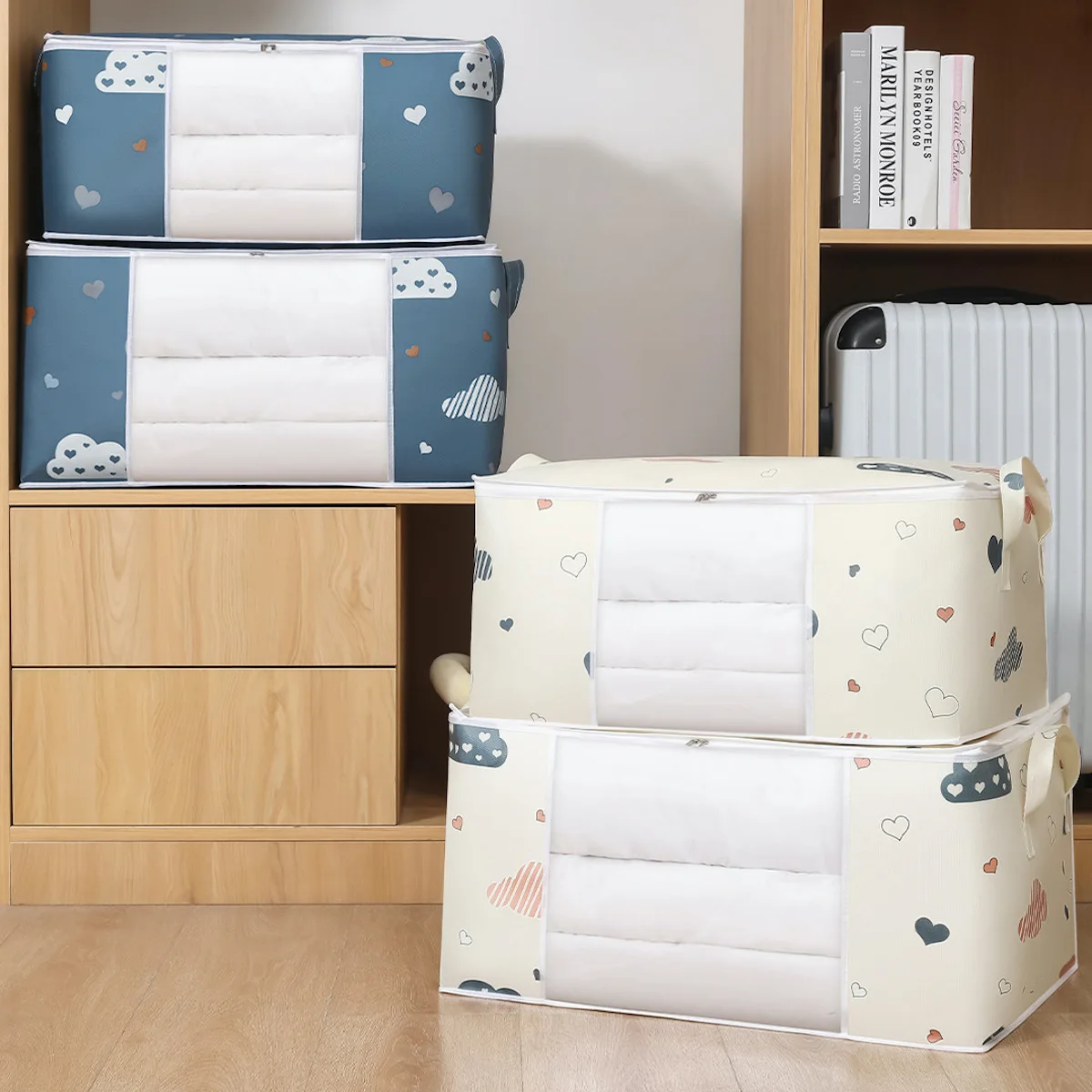 Quilt Clothes Big Capacity Storage Bag Quilt Bedding Storage Closet Organizer Wardrobe Organizer Blanket Sorting Bags Dust-proof