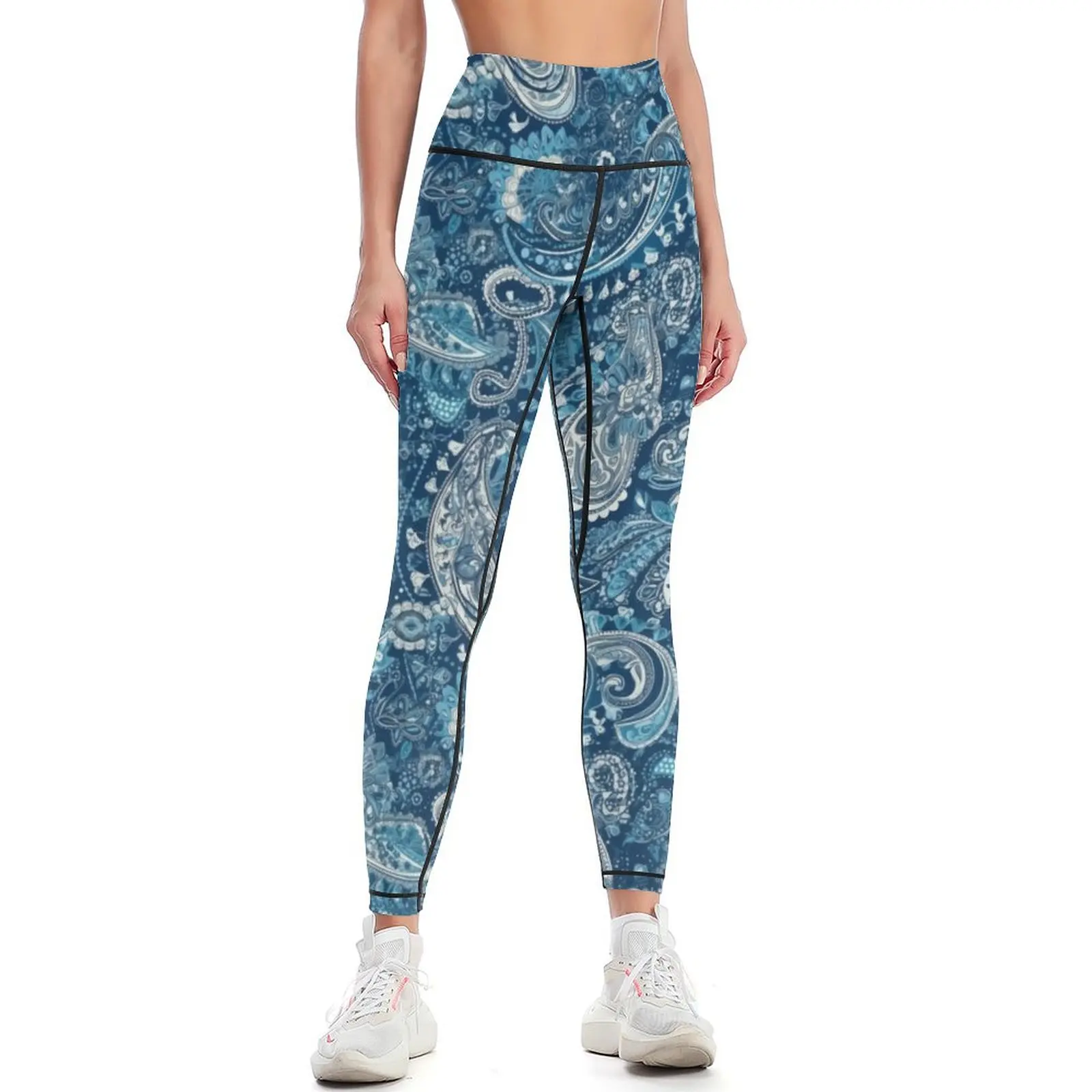 

Dark Blue Paisley Pattern Leggings Female legging pants Jogger pants Women's high waist Women sports Womens Leggings