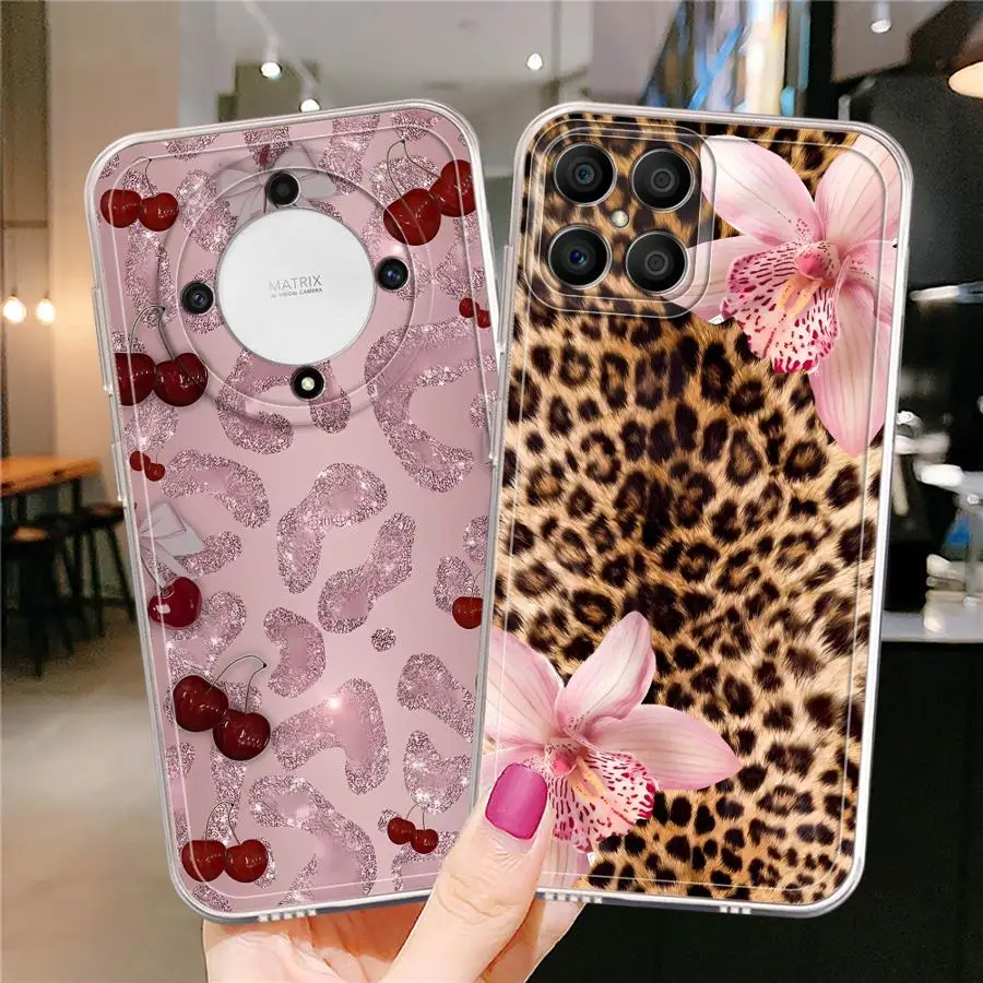 Case for Honor X7b X8b X8 90 Lite X9b X9a X8a Soft Phone Cover Premium Leopard Print