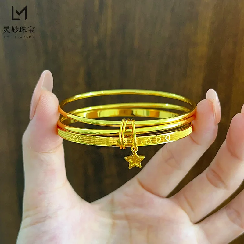

24K Real Gold Three Life Three Worlds Stars Purple Circle Bracelet 9999 Three Circle Bracelet Getting Engaged Gift forGirlfriend