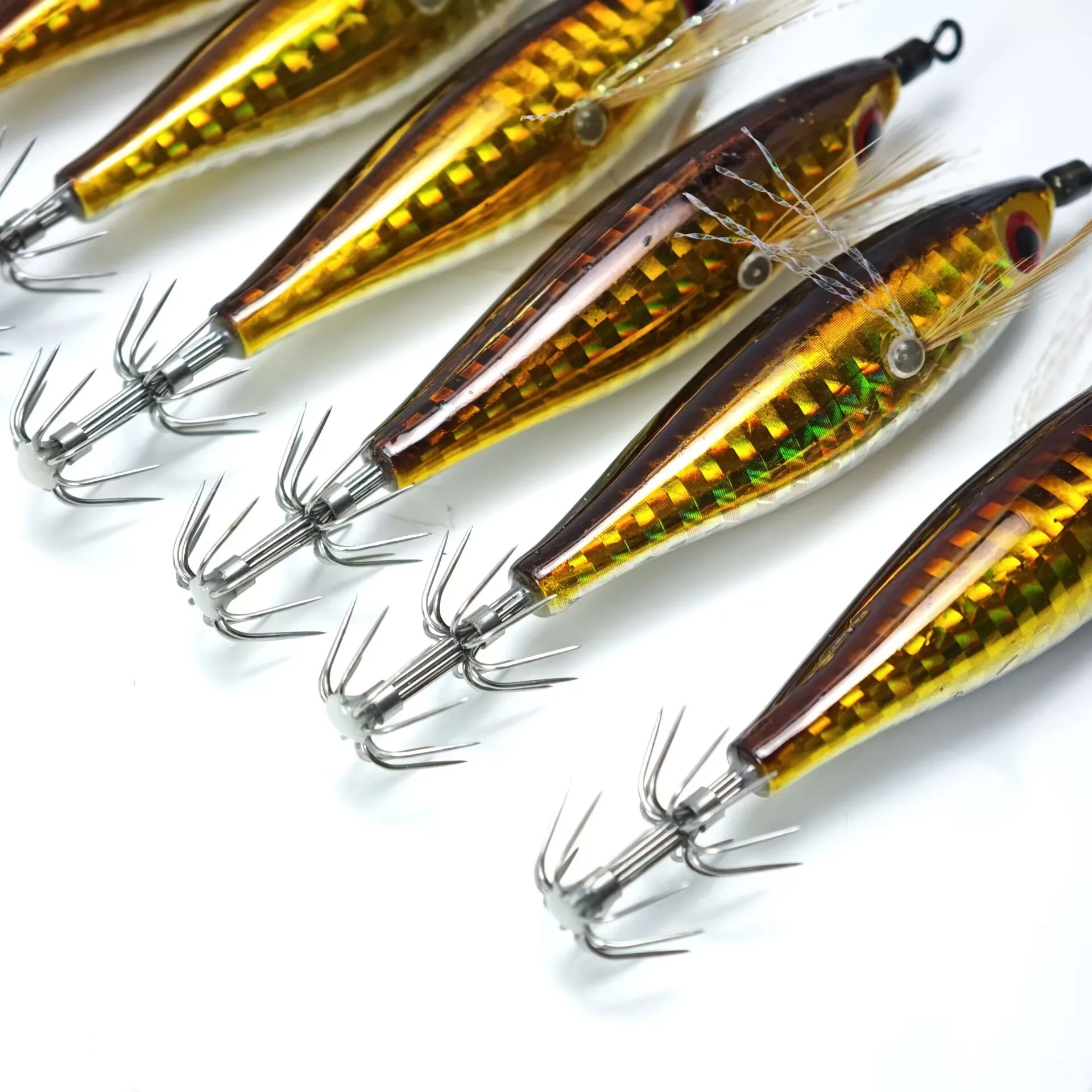 8pcs/set 8cm Squid Jig Lure  Fishing Lures Luminous Squid Jig Hook Shrimp Hard Bait Fishing Accessories Saltwater Shrimp