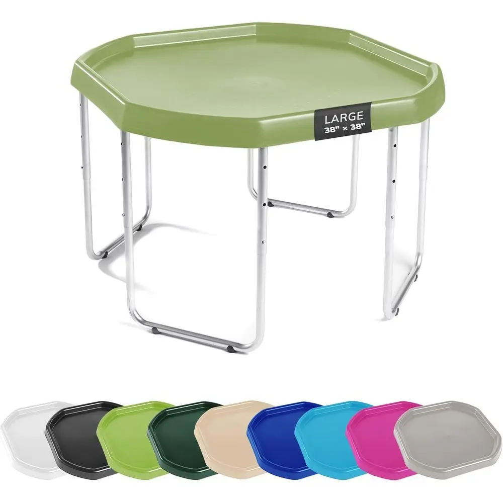 

Large 38x38 Olive Green Sensory Tray Set with Stand, Ideal for Children's Outdoor Play, Sand and Water Table Activities