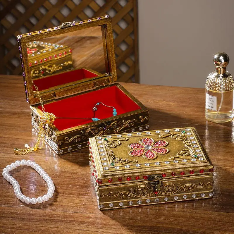 Solid Wood Jewelry Box, Collectible Storage Box, Vintage Jewelry Storage Box. Wooden Storage For Festivals Birthdays Gifts.