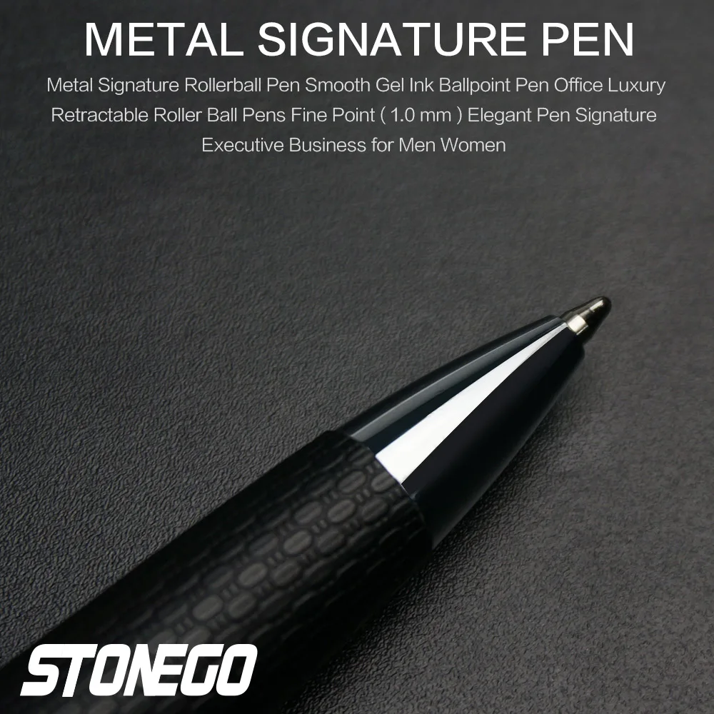 STONEGO Penna a sfera in pelle PU Penne roller retrattili antiscivolo Penna a sfera roller per scrittura liscia Penna esecutiva elegante