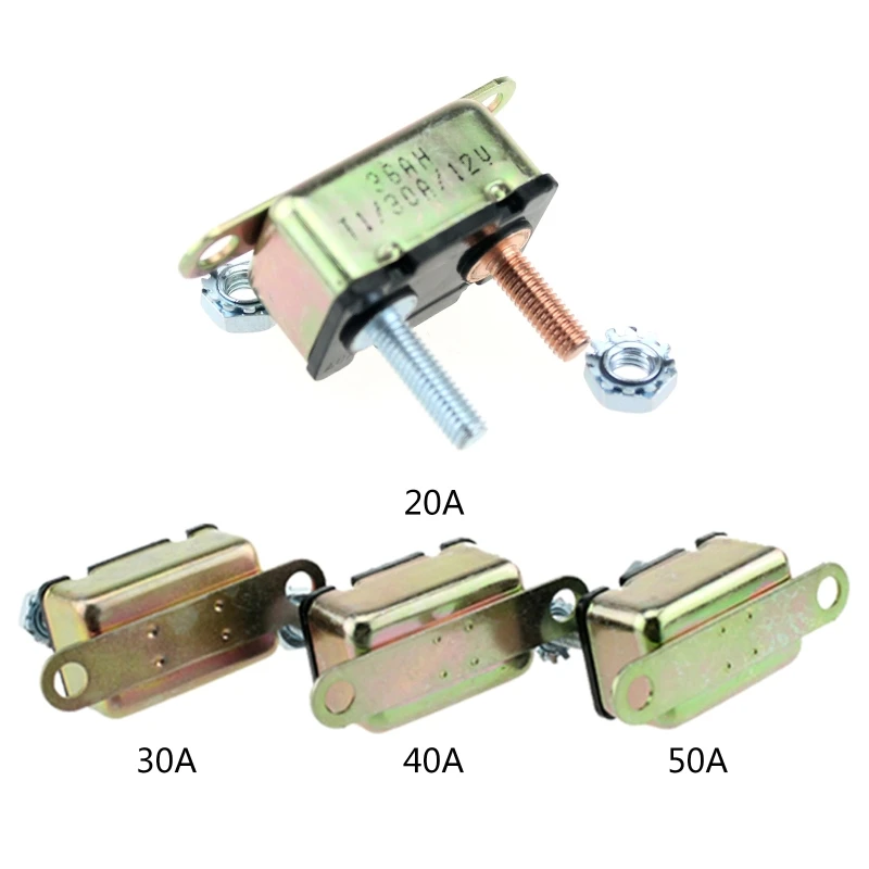 Auto Reset Circuit Breaker 20/30/40/50AMP 12V Fuse Dual Battery for Car Caravan Boat Battery Overcurrent Protector Auto Recovery