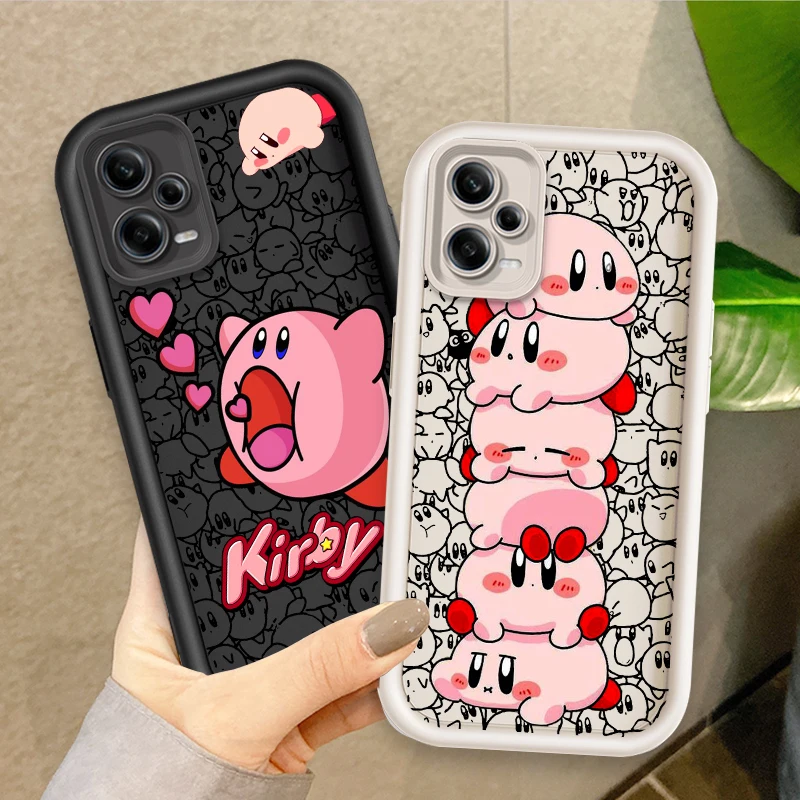 

K-Kirby Anime Pink Cute For Xiaomi Redmi Note 14 13 13R 12 12R 11 11E 11T 11S Pro Plus 4G 5G Eye Ladder Soft Phone Case Cover