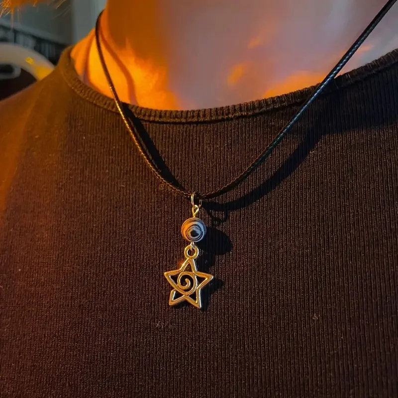 Y2K Swirl Star Pendant Necklaces  Fashion   Vintage Jewelry Simple Trendy Accessories Gift