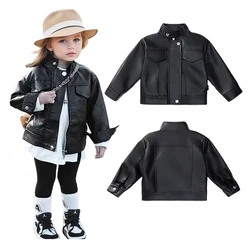 2024 New Children's Coat Spring Fall Girls Boys  Leather Jacket Handsome Fashion Casual Jacket  Outdoor Clothes For Children