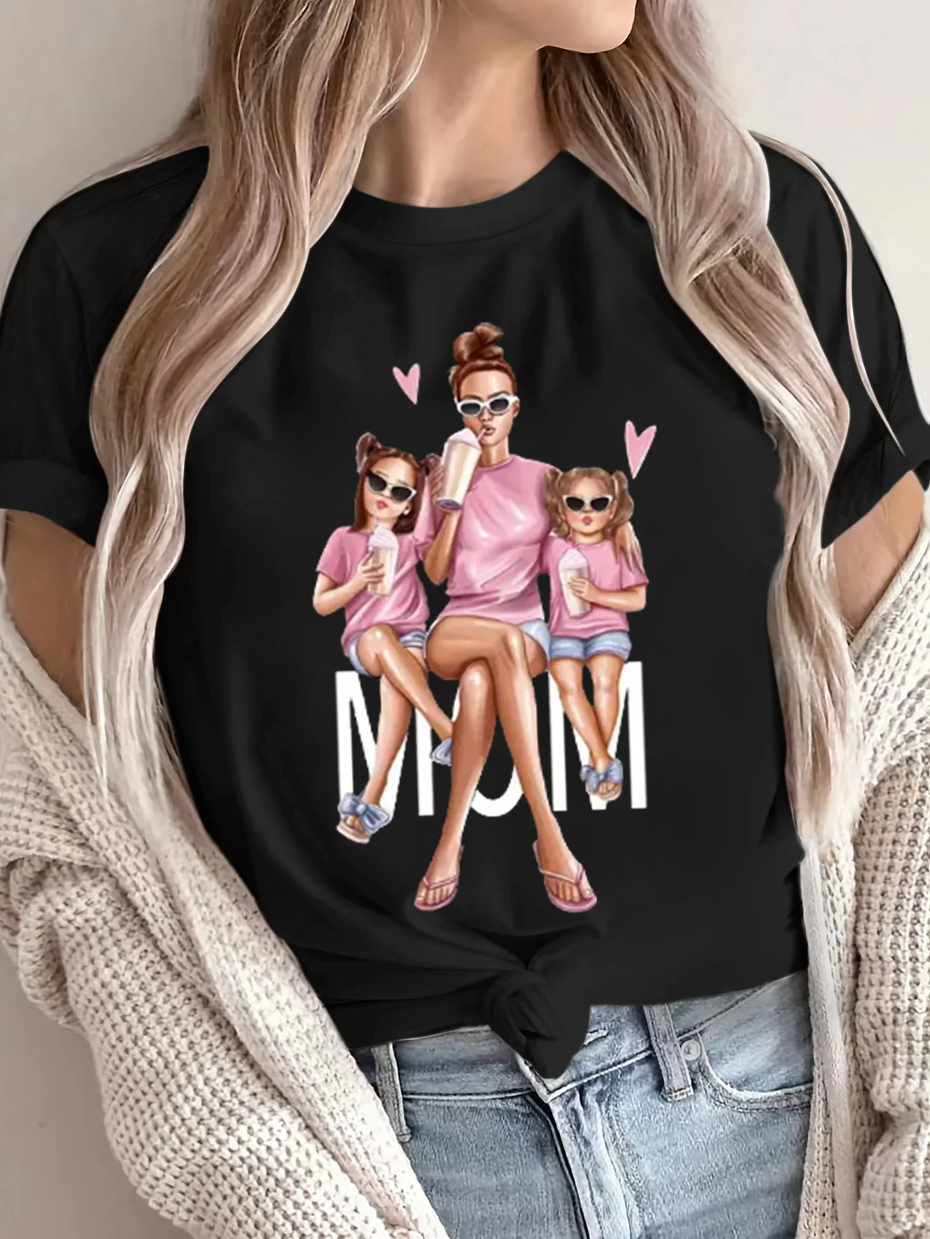 

Women's Mother'S Day Print T-Shirt Round Neck Short Sleeve Cotton Tees Retro Hip Hop Y2k T-shirt Summer Tops Women Clothing