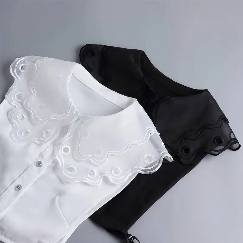 

Женский хлопковый воротник рубашки с рюшами, корейский стиль, кукольный воротник, свитер, универсальный аксессуар