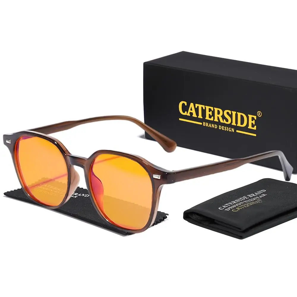CATERSIDE Modische Herren Anti-Blaulicht-Brille AR Antireflexbeschichtete Gläser TR-90 Eckiger Rahmen 99% Schutz Gaming-Brille – Detail 10