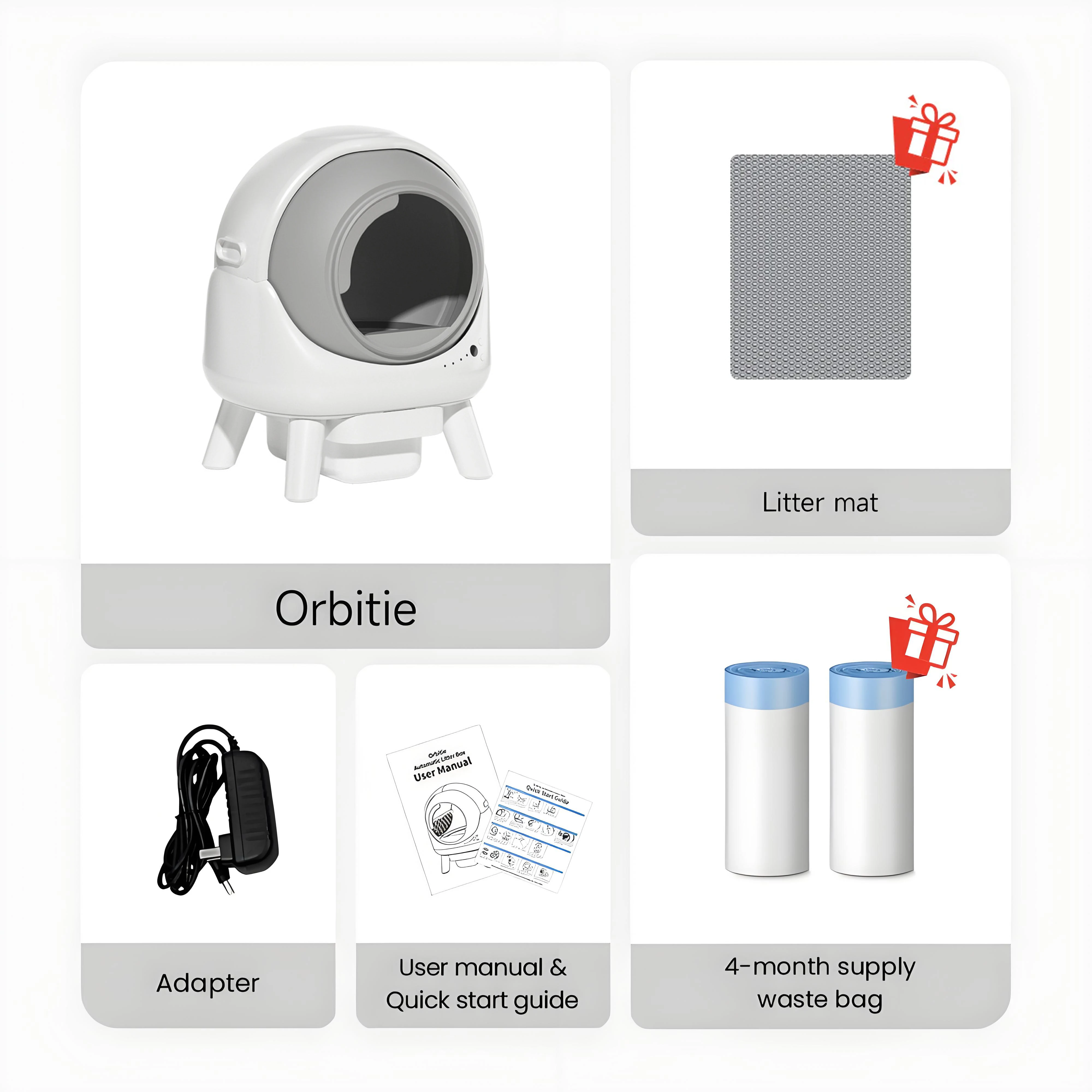 Wholesale Manufacturer's 50L Roller Cat Litter Box With Health Monitoring App Feature Including Accessories