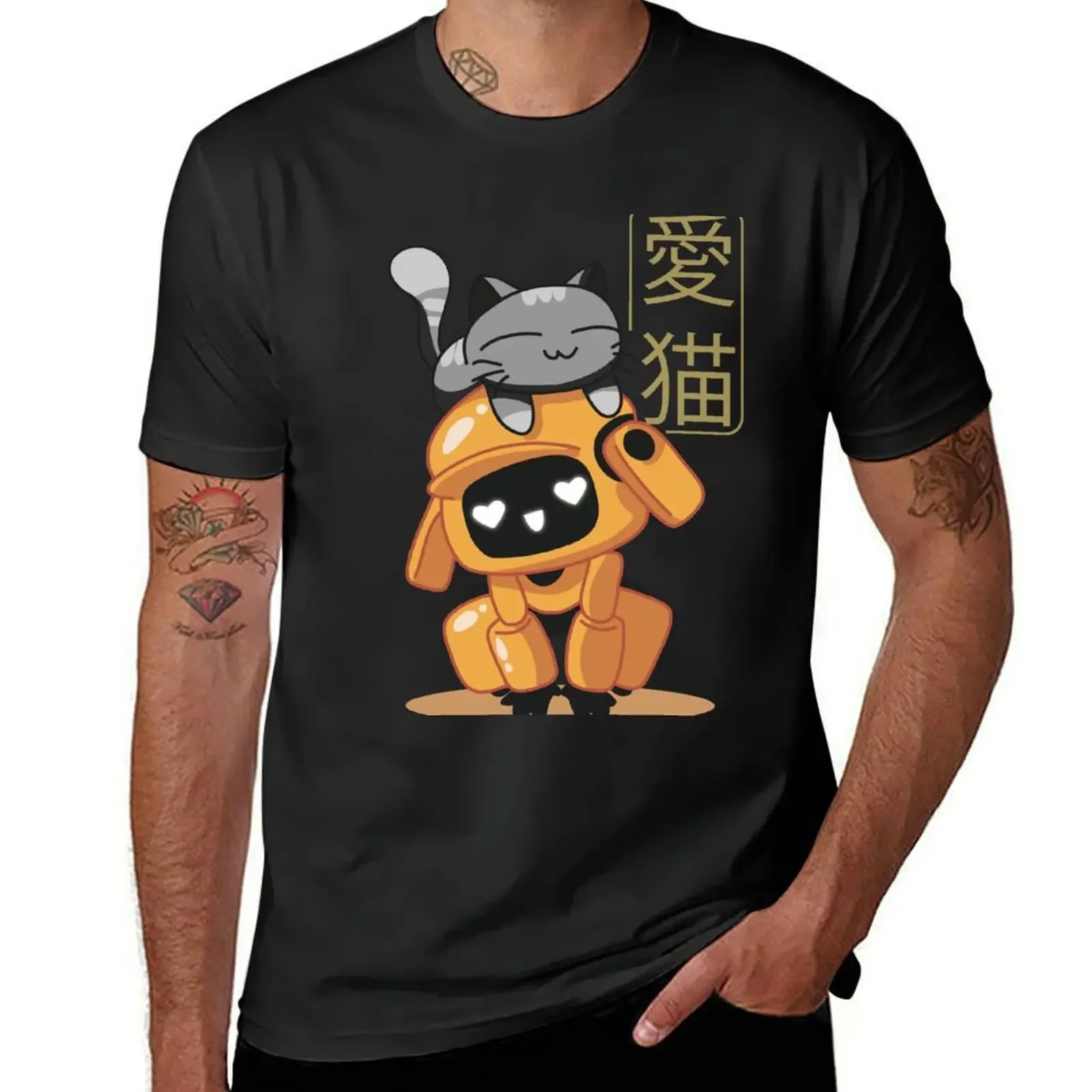 Love death and robots K-VRC and a Cat T-Shirt blacks customizeds oversizeds t shirt for men