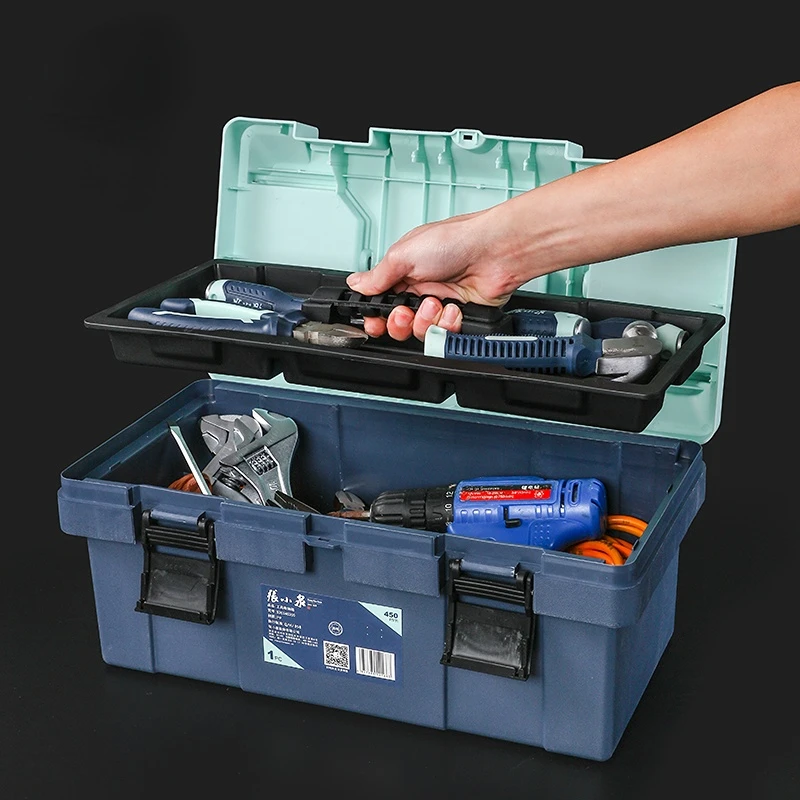 Hardware Toolbox PP Material Household Storage Box Multifunctional Large Electrician Special Vehicle Repair Plastic Tool Chest