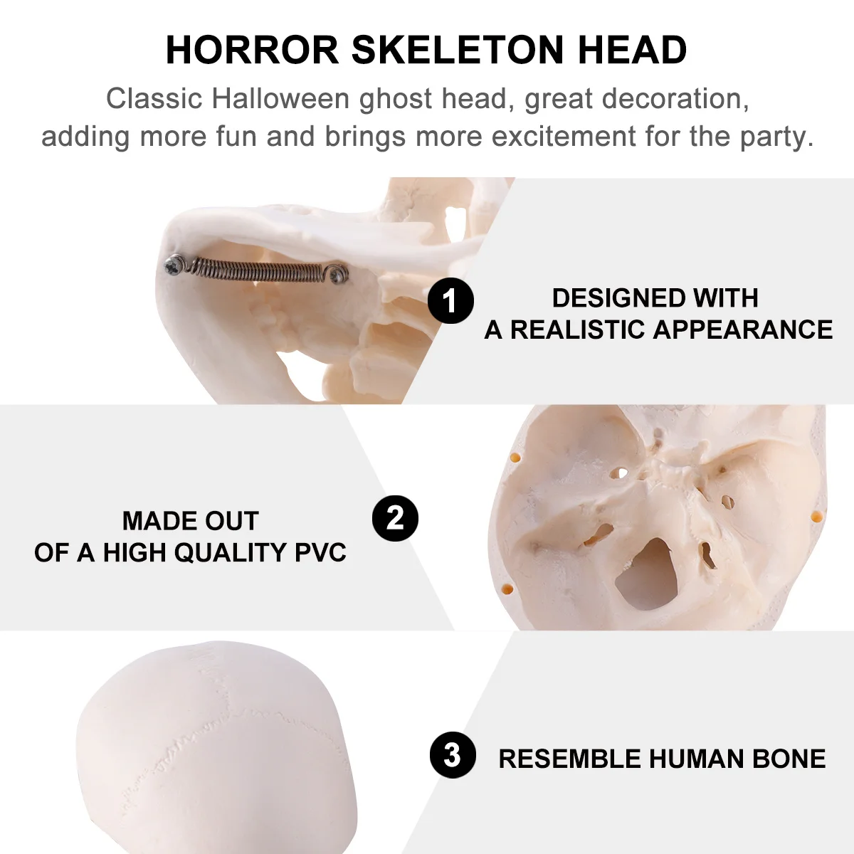 

Halloween Skull Decoration Horror Head Bone Ornament Ghost Party Supply Scary For Home Office Man Cave Decor