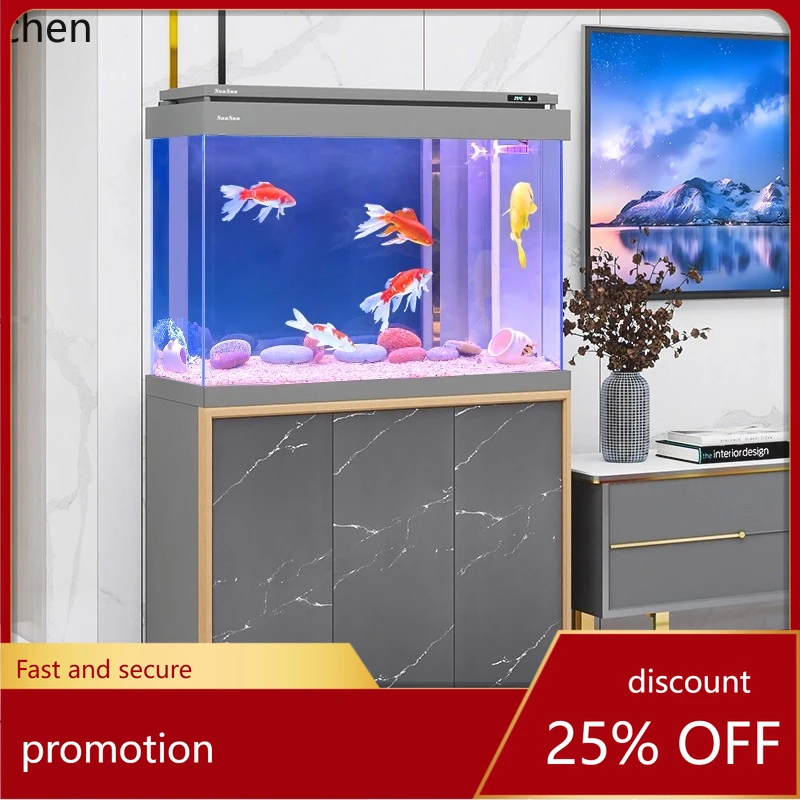 

ZML Marble Pattern Ultra White Glass Fish Tank Floor Standing Bottom Filter Aquarium